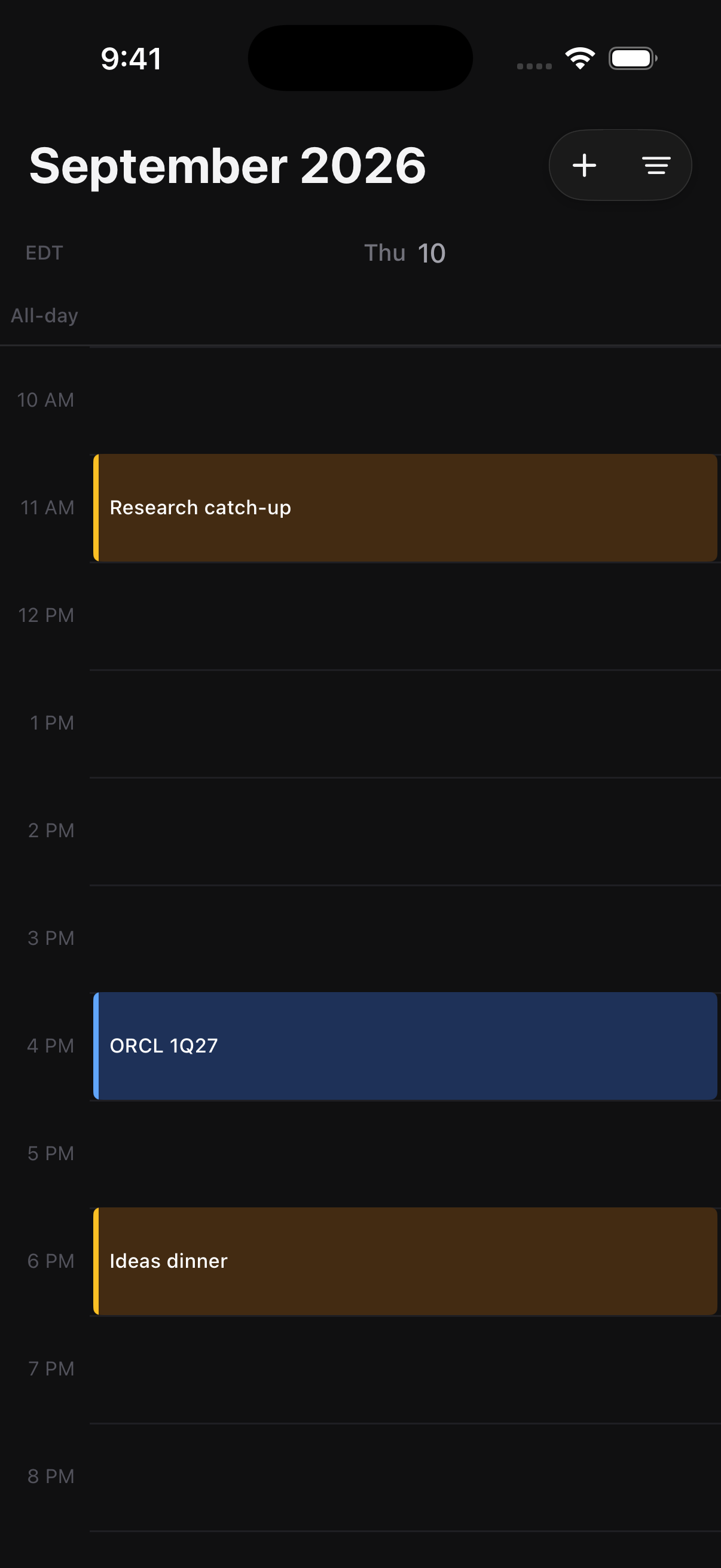 Native Basis for iOS Earnings calendar screen