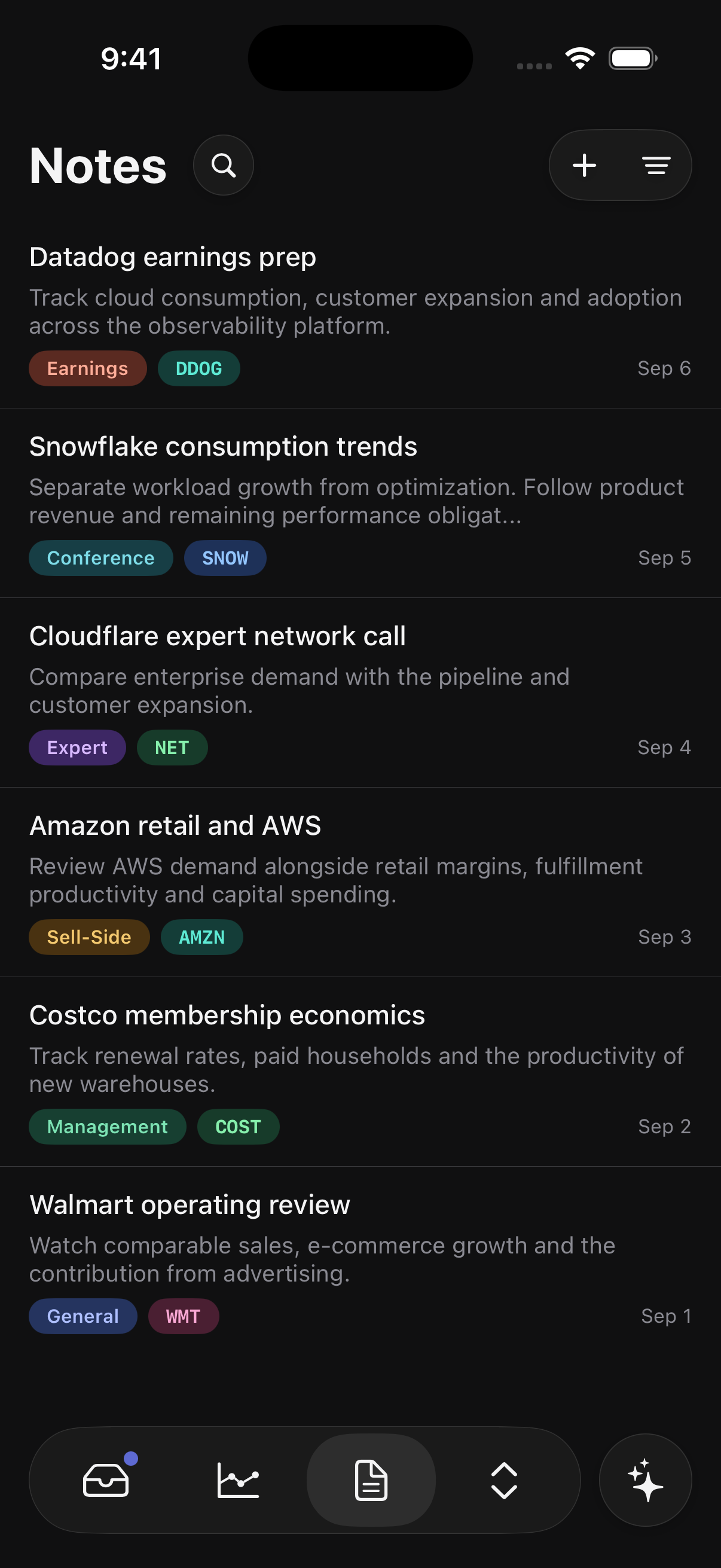 Native Basis for iOS Notes screen
