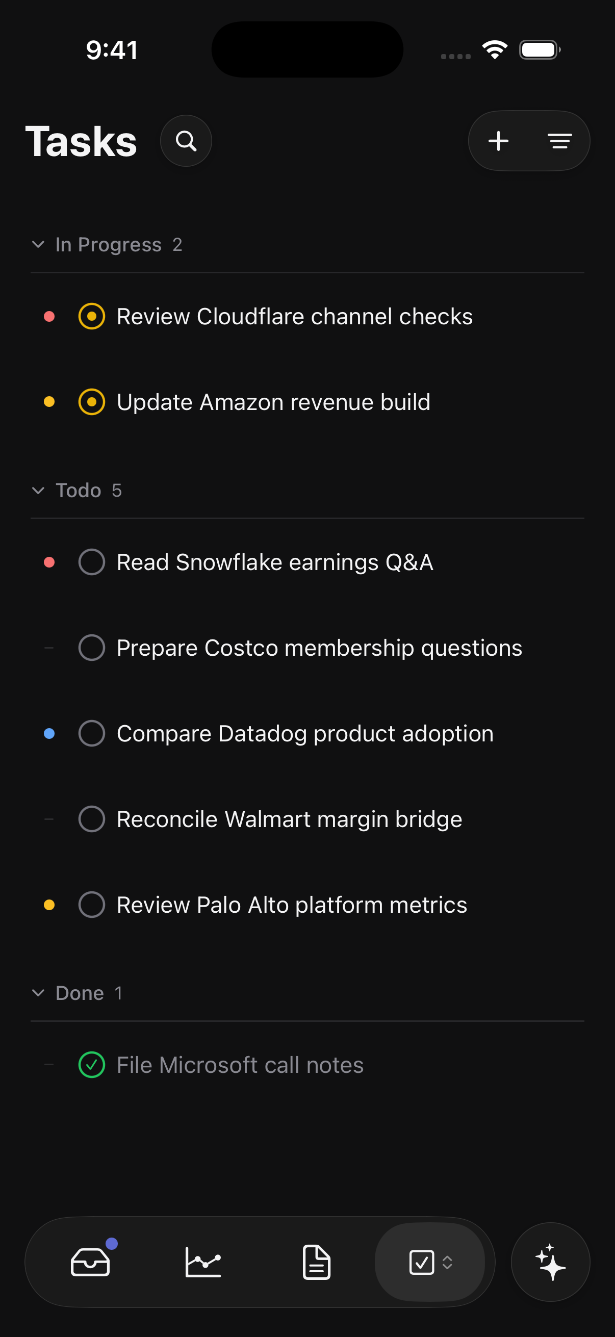 Native Basis for iOS Tasks screen